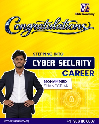 Mohammed Shanoob A K, placed as Cyber security